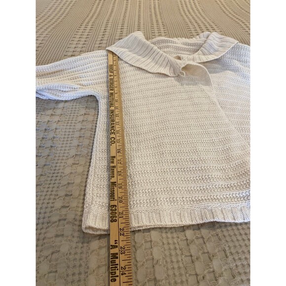 Cowl Neck Sweater Jacket Beige Cream Size ? Small 45% Cotton 20% Wool 3/4 Sleeve - Picture 10 of 12